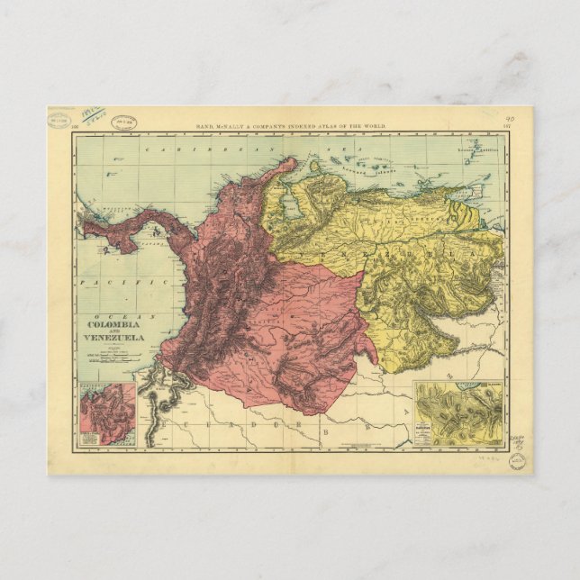 Colombia and Venezuela Map (1898) Postcard (Front)