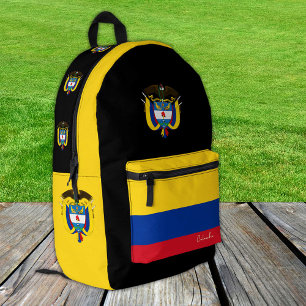 Colombia, black backpack, Colombian Flag patriotic Printed Backpack