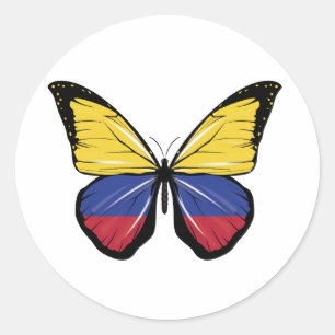 Colombia Butterfly Flag Classic Round Sticker