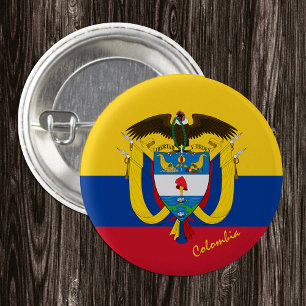 Colombia button, patriotic Colombian Flag 3 Cm Round Badge