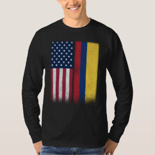 Colombia Colombian American Flags Proud USA Colomb T-Shirt