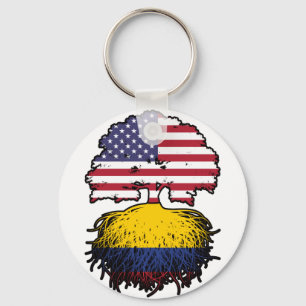 Colombia Colombian American USA Tree Roots Flag Key Ring