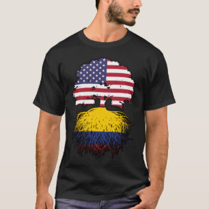 Colombia Colombian American USA Tree Roots Flag T-Shirt