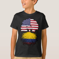 Colombia Colombian American USA Tree Roots Flag