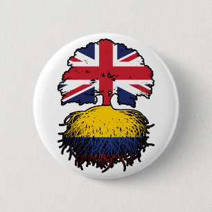Colombia Colombian British UK Tree Roots Flag 6 Cm Round Badge