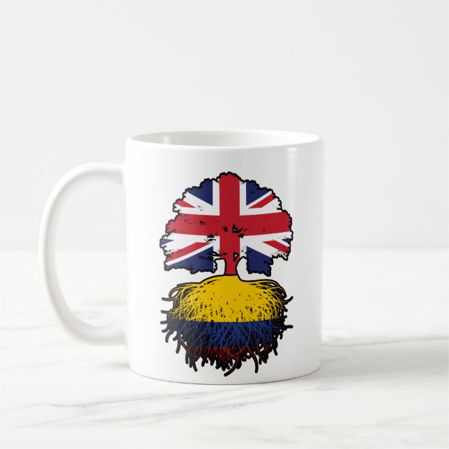 Colombia Colombian British UK Tree Roots Flag Coffee Mug (Left)