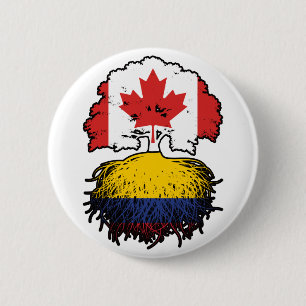 Colombia Colombian Canadian Canada Tree Roots Flag 6 Cm Round Badge