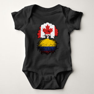 Colombia Colombian Canadian Canada Tree Roots Flag Baby Bodysuit