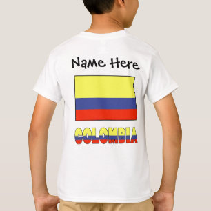 Colombia Colombian Flag Black Personalisation T-Shirt