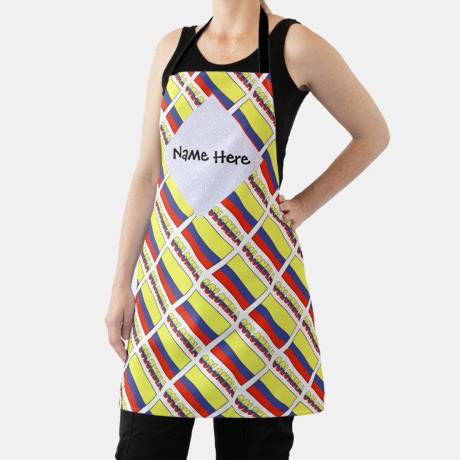 Colombia Colombian Flag Tiled Black Personalised  Apron (Insitu)