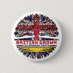Colombia Colombian Uk United Kingdom British Tree 6 Cm Round Badge