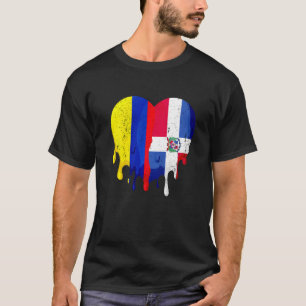 Colombia Dominican Republic Flag Heart Citizen Pat T-Shirt