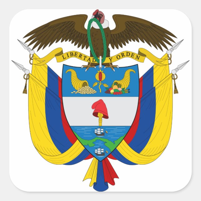 colombia emblem square sticker (Front)
