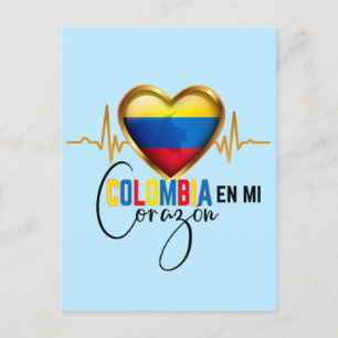 Colombia en mi Corazon Colombian Pride  Postcard