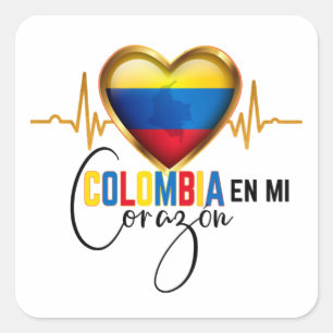Colombia en mi Corazon Colombian Pride Square Sticker