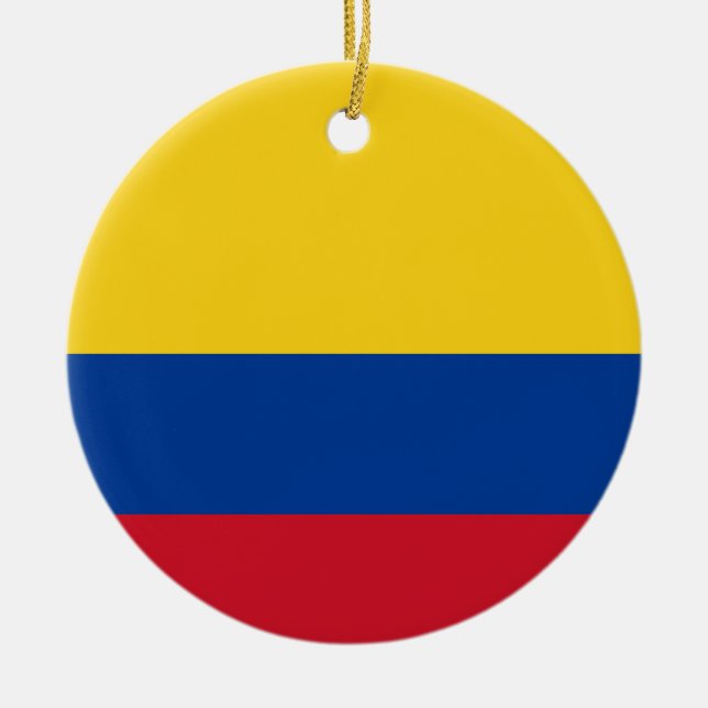 Colombia Flag Ceramic Tree Decoration (Front)