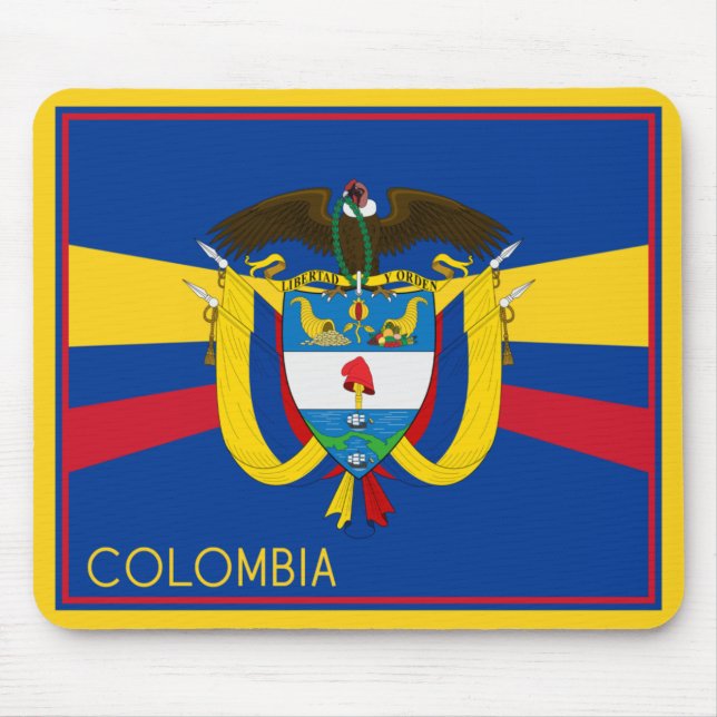Colombia Flag & Coat Of Arms Mouse Pad (Front)