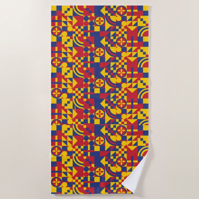 Colombia Flag Colourful Pattern Beach Towel (Front)