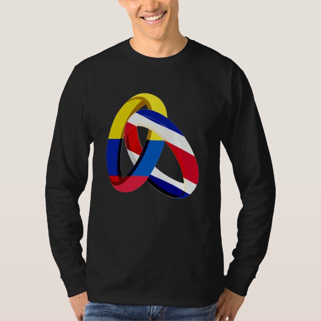 Colombia Flag Costa Rica Grown Ring Marriage Weddi T-Shirt (Front)