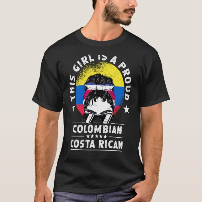 Colombia Flag Costa Rica Grown Women Girl Citizen  T-Shirt (Front)