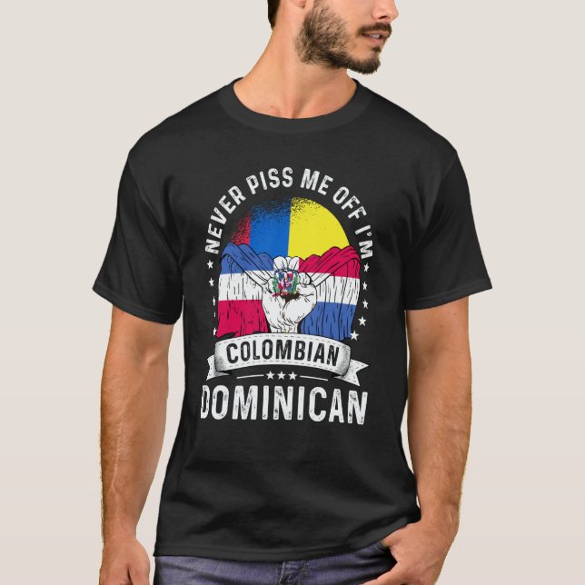 Colombia Flag Dominican Grown Humor Citizen Pride T-Shirt (Front)