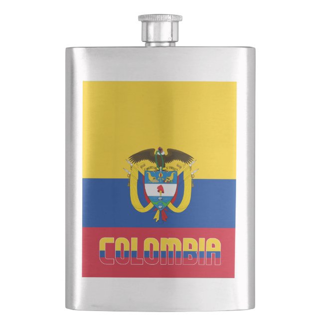 Colombia Flag Elegant Patriotic Hip Flask (Front)