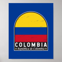 Colombia Flag Emblem Distressed Vintage