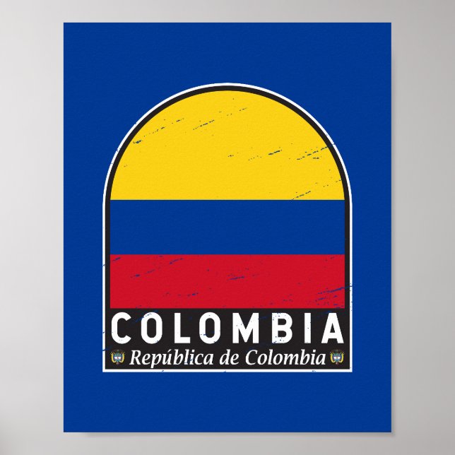 Colombia Flag Emblem Distressed Vintage Poster (Front)