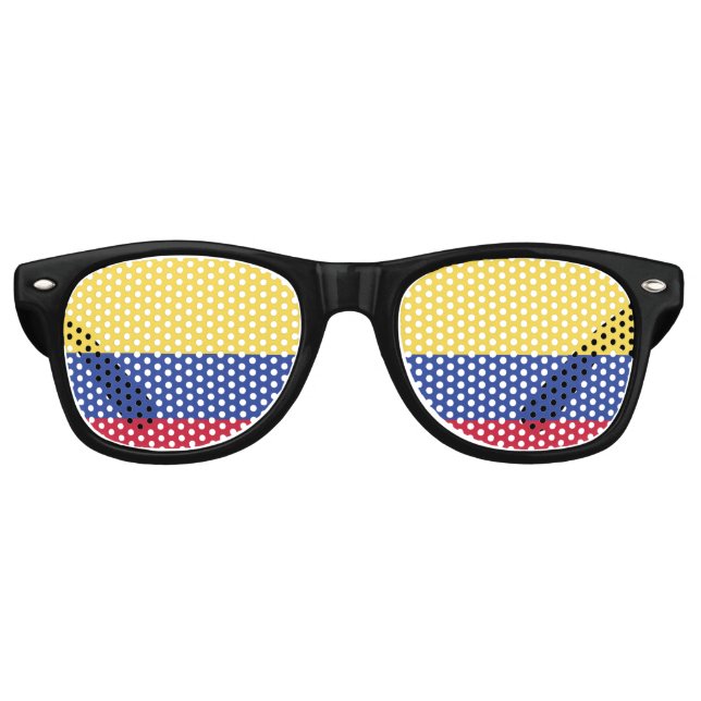 Colombia Flag Emblem Retro Sunglasses (Front)