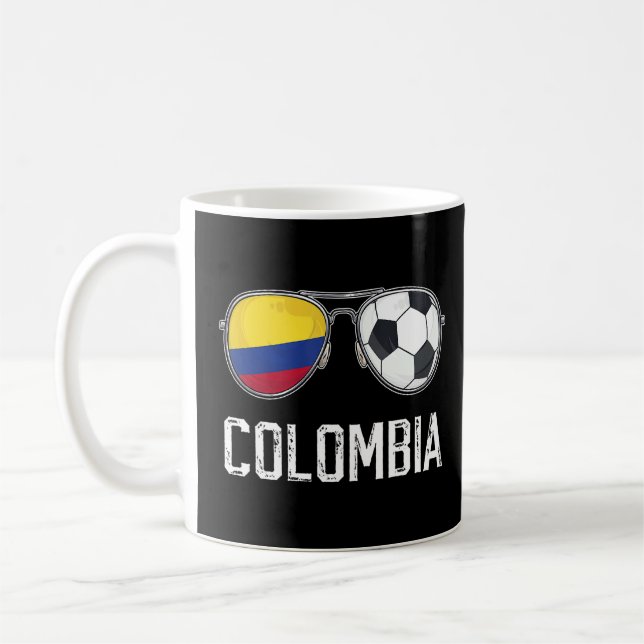 Colombia Flag & Football Sunglass Colombian Fan  Coffee Mug (Left)