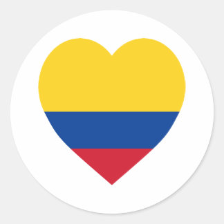 Colombia Flag Heart Classic Round Sticker