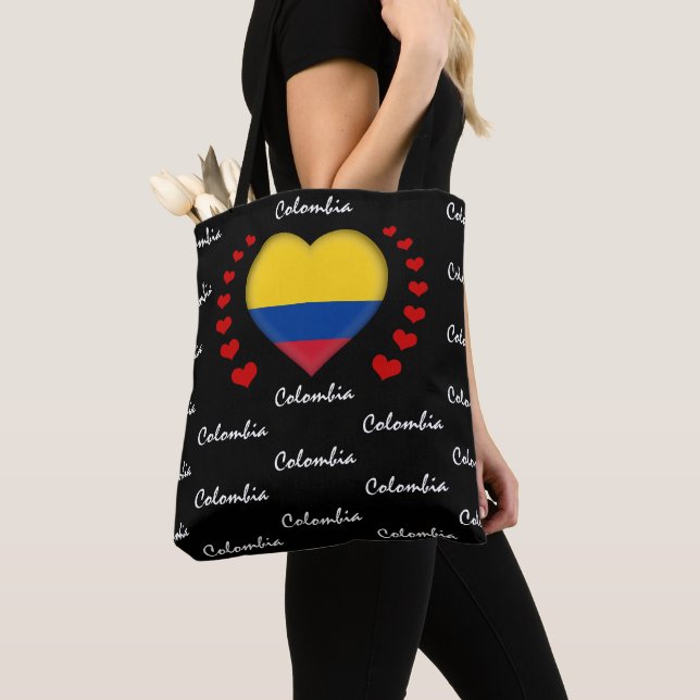 Colombia Flag & Heart Colombian Flag fashion/sport Tote Bag (Close Up)