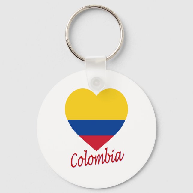 Colombia Flag Heart Key Ring (Front)