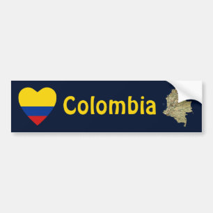 Colombia Flag Heart + Map Bumper Sticker