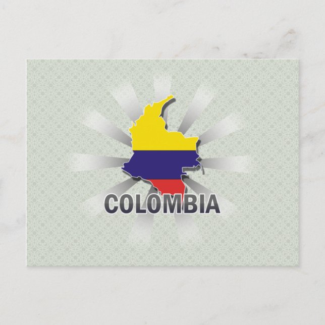 Colombia Flag Map 2.0 Postcard (Front)