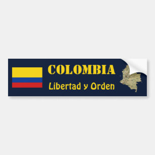 Colombia Flag + Map Bumper Sticker