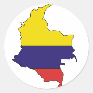 Colombia flag map classic round sticker