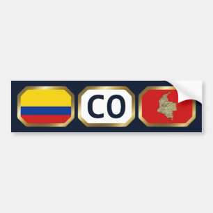 Colombia Flag Map Code Bumper Sticker