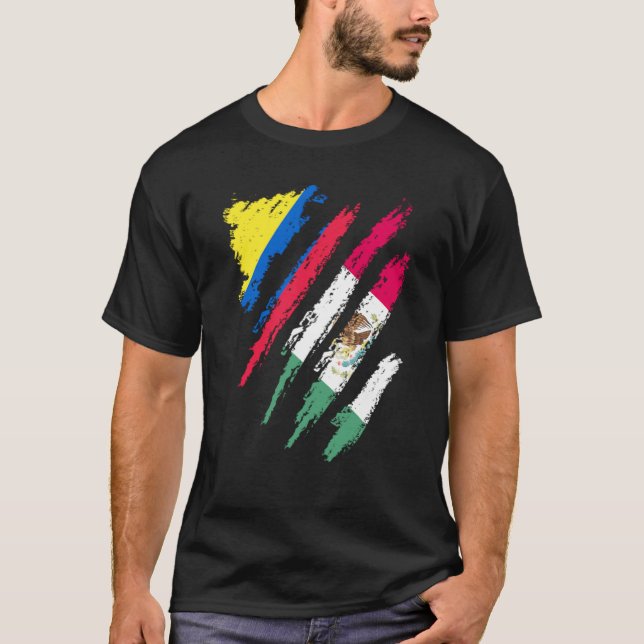Colombia Flag Mexico Grown Patriot Country Stripes T-Shirt (Front)