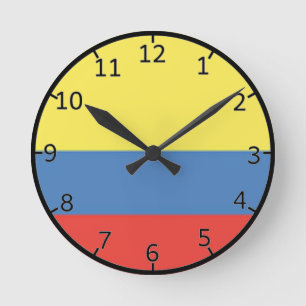 Colombia Flag Round Clock
