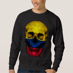 Colombia Flag Skull Colombian Roots Proud Patrioti Sweatshirt
