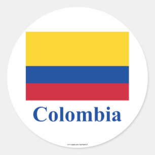 Colombia Flag with Name Classic Round Sticker