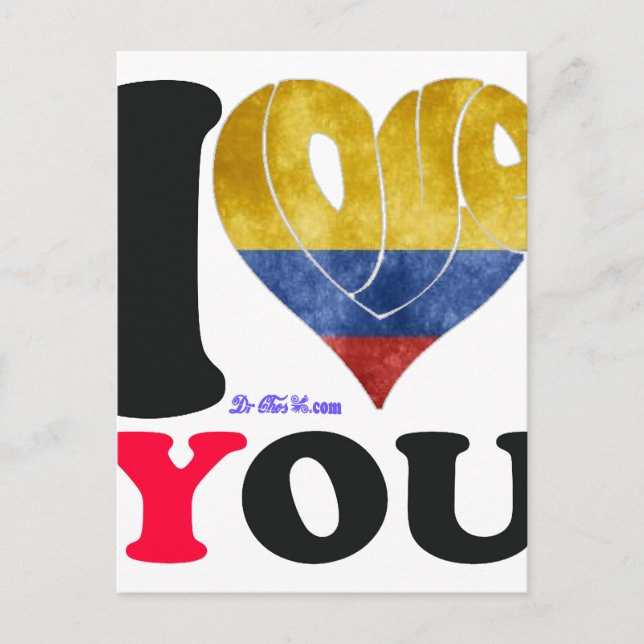 COLOMBIA FLAGS I LOVE  YOU   CUSTOMIZABLE PRODUCTS POSTCARD (Front)