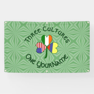Colombia Ireland USA Shamrock Flag Personalised  Banner