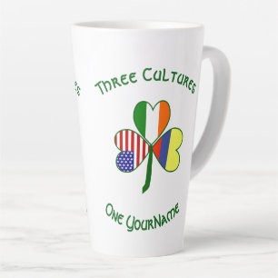 Colombia Ireland USA Shamrock Flag Personalised  Latte Mug