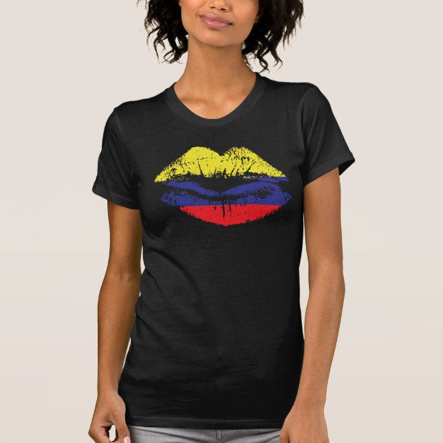 Colombia lips tshirt design for women. (Front)