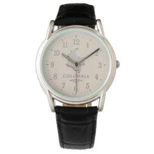 Colombia Map Cream Silver-Effect Watch