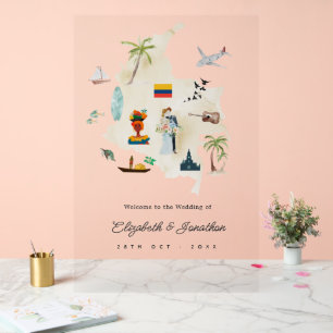 Colombia Map Destination Wedding Welcome Sign