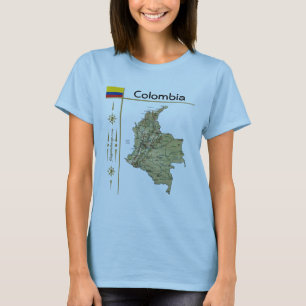 Colombia Map + Flag + Title T-Shirt