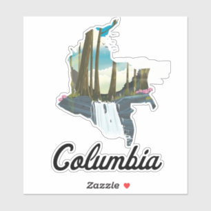 Colombia map travel poster